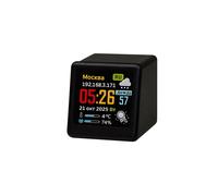 Horloge Météo de Bureau Russe WiFi Animée, Cadeau Original, Décoration, Station Météo Multifonctionnelle Noire