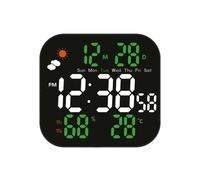 Horloge météo numérique avec date et jour-lumière verte blanche