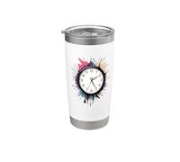 Horloge minimaliste avec effet spray de peinture Gobelet isotherme en acier inoxydable double paroi