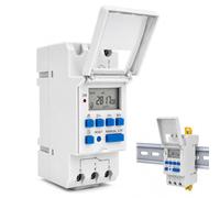 Horloge Modulaire Programmateur Electrique Rail DIN,Minuterie Numérique | 220V avec Écran LCD, Interrupteur Horaire 16 Programmes pour Chauffe-Eau, Piscine, Éclairage et Tableau Électrique
