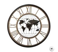 Horloge murale avec mappemonde et chiffres romains, mécanisme silencieux, Ø 67 cm - Atmosphera