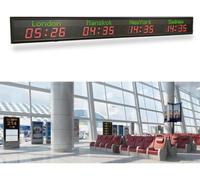 Horloge Monde Numérique LED, Cadre Aluminium, Compatible Tension Mondiale, Murale/Suspendue pour Hôtels Bureaux Aéroports Gares Halls - Affichage Multi-Villes (6) avec Configuration Wi-FI,4 Time