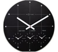 Horloge mondiale noire, Ø 43 cm, silencieuse, avec cadran en verre, pour le bureau et la maison
