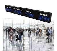 Horloge mondiale numérique LED, affichage de fuseau horaire multi-villes, montage mural, aluminium pour la maison, le bureau, les hôtels, les aéroports, 3/4/5 villes, convient pour le suivi de l'heure
