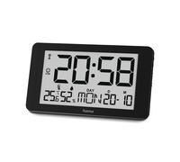 Horloge mur. num. "Cuba", horloge radiop. avec therm./hygrom., noire
