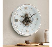 Horloge mural à engrenages - Décoration steampunk - Idéal pour décorer un salon - Engrenages en mouvement - Diamètre : 50 cm - Couleur argentée