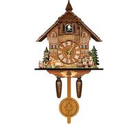 Horloge mural en forme de cuckoo (coucou) - Décoration Schwarzwald (Forêt Noire) - Indication de l'heure - Mécanisme d'horlogerie - Hauteur : 24 cm - Couleur bois