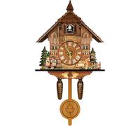 Horloge mural en forme de cuckoo (coucou) - Décoration Schwarzwald (Forêt Noire) - Indication de l'heure - Mécanisme d'horlogerie - Hauteur : 24 cm - Couleur bois