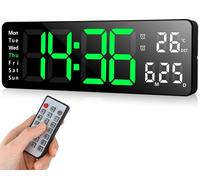 Horloge mural numérique, 33 cm, grande horloge murale à LED, réveil numérique avec télécommande