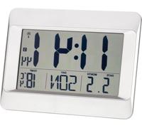 Horloge mural numérique - Horloge radio avec indication de la température intérieure - Affichage de l'heure intérieure - Réglage automatique de l'heure - Dimensions : 215 x 160 mm - Argent