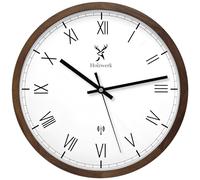 Horloge mural - Radiocommandée - Chiffres romains - 30,3 cm - Marron