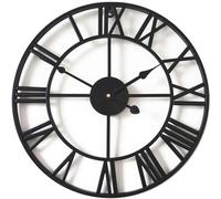 Horloge mural squelette - Chiffres romains - Décoration pour salon - Silencieux, sans tic-tac - 40 cm - Noir