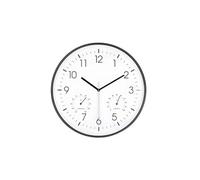 Horloge Murale 30 cm avec Thermomètre Hygromètre Mouvement Silencieux Nedis Blanc / Noir