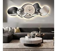 Horloge Murale 3D avec lumière LED, décoration Murale Lumineuse, Design Double Couche sans Cadre, fresque Murale Moderne pour Salon, entrée, Chambre (Couleur C 100 cm)
