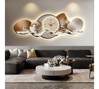 Horloge Murale 3D avec lumière LED, décoration Murale Lumineuse, Design Double Couche sans Cadre, fresque Murale Moderne pour Salon, entrée, Chambre (Couleur B 150 cm)