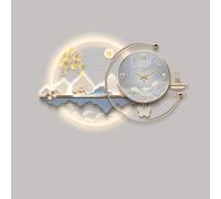 Horloge Murale 3D de Luxe avec lumière LED, décoration Murale Moderne de Paysage Oriental avec Cerfs et pins, Horloge Murale silencieuse rétroéclairée pour Salon, Salle à Manger et entrée (b