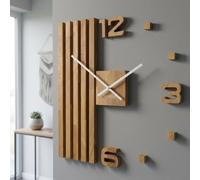 Horloge murale en bois de chêne Lamelle 60 cm FlexiStyle z230-2