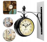 Horloge murale 3D double face - Style vintage - Pour intérieur et extérieur - Fixation murale - Livrée avec support - Idéale pour la maison, la terrasse et le jardin