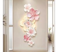 Horloge Murale 3D en Forme de Fleur avec rétroéclairage LED, Grande Horloge décorative silencieuse (sans tic-tac), Sculpture Florale Moderne en Relief pour Salon, Chambre, Bureau et décorati