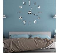Horloge Murale 3D Moderne, Grande Taille, sans Cadre, à Monter soi-même, Silencieuse, Acrylique, Finition Miroir, Auto-adhésive