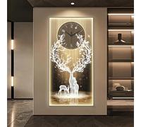 Horloge Murale 3D Moderne pour entrée, élégante et Lumineuse, Motif tête de cerf, Grande Horloge décorative 3D, idéale pour Le Bureau, la Maison, la Salle de Bain, la Cuisine, la Chambre, l'