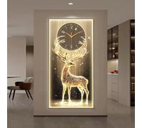 Horloge Murale 3D Moderne pour entrée, élégante et Lumineuse, Motif tête de cerf, Grande Horloge décorative 3D, idéale pour Le Bureau, la Maison, la Salle de Bain, la Cuisine, la Chambre, l'
