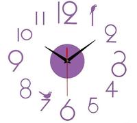 Horloge murale 3D moderne, sobre, sans cadre, décorative (violette)