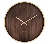 Horloge murale 50 cm, style Silent Japandi, marron foncé/marron clair, minimaliste