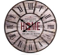 Horloge murale 60 cm style vintage shabby chic en métal et MDF, horloge décorative XXL « HOME »