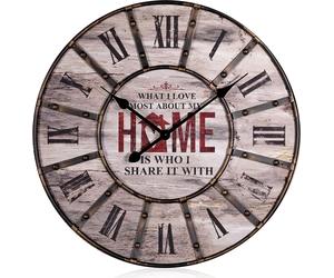 Horloge murale 60 cm style vintage shabby chic en métal et MDF, horloge décorative XXL « HOME »