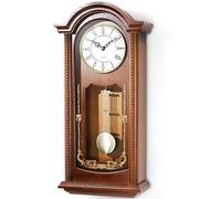 Horloge murale, 66 cm, style vintage, en bois d'ulme, avec pendule et carillon