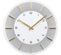 Horloge murale à quartz 50 x 50 cm, blanc et or, analogique, en MDF