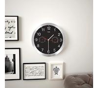 vidaXL Horloge murale Quartz 50624 30 cm - Hygromètre & Thermomètre - Noir