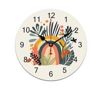 Horloge murale abstraite à motif floral bohème 30,5 x 30,5 cm, silencieuse
