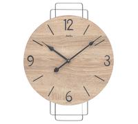 Horloge murale AMS W9687, design métallique et cadran imitation bois Sonoma