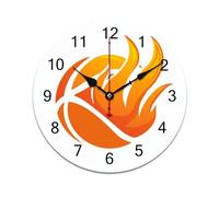 Horloge murale amusante en forme de feu de basket-ball, silencieuse, sans