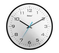 Horloge murale analogique à quartz, design classique, grands chiffres bien visibles, diamètre 30 cm / Couleur : noir et blanc / Modèle : 16247