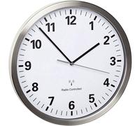 Horloge murale analogique, blanche/argentée, 305 mm, avec mouvement à balayage