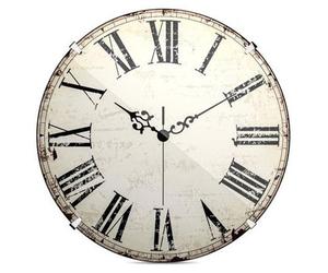 Horloge murale ancienne avec chiffres romains | Silencieuse grâce à un mouvement à quartz précis | Couvercle en verre en forme de dôme | Petit format, style ancien