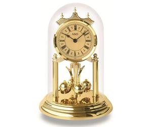 Horloge murale annuelle avec mouvement à quartz, sous cloche en verre, 23 cm, en laiton