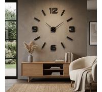 Horloge murale autocollante DIY 3D grande horloge murale 130 cm XXL (épaisseur 19 mm) Design moderne EKO Horloges murales Décoration murale Horloges pour bureau Salon Chambre à coucher Articles de déc