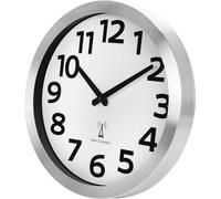 Horloge murale avec alarme et télécommande, cadre en aluminium, grands chiffres, horloge murale télécommandée, silencieuse, pour la cuisine, le salon, la chambre, la salle de bains, le bureau, 30 cm,