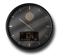 Horloge murale avec appel à la prière automatique, chiffres romains, noire, 33 cm