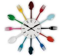 Horloge murale avec fourchettes et cuillères colorées Multi G