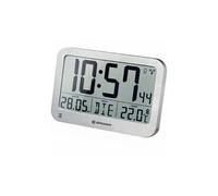 Horloge murale avec grand écran lcd et affichage de température couleur argent -