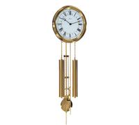 Horloge murale avec pendule en forme de lyre, en laiton et plaquée or, dimensions : 68 x 22 x 9,5 cm