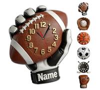 Horloge Murale Ballon de Rugby Personnalisée avec Nom, Décoration Américain Football Personnalisée pour Chambre à Coucher, Cadeau pour Athlète, Père, Entraîneur, Anniversaire, Remise de Diplôme