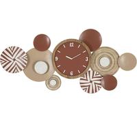 Horloge murale bohème chic ethnique 50" en fer et MDF avec composition géométrique ronde - Design artistique multicolore