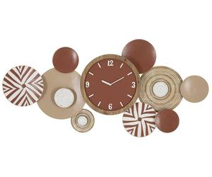 Horloge Murale Bohème Chic Ethnique 50" En Fer Et Mdf Avec Composition Géométrique Ronde - Design Artistique Multicolore