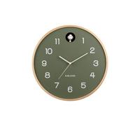 Wall Clock Natural Cuckoo Birch Wood Jungle Green